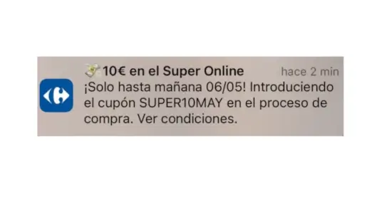 10€ de descuento con este código descuento Carrefour el 5 y 6 de Mayo
