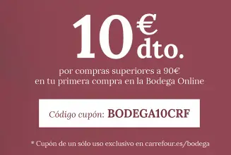 Cupón de descuento Carrefour de 10€ en tu primera compra en Bodega Online