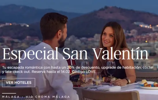 20% Off de descuento en San Valentín con este código promocional H10 Hotels