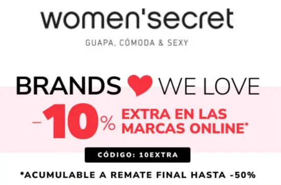 10% extra con este código Women Secret en las marcas de la tienda