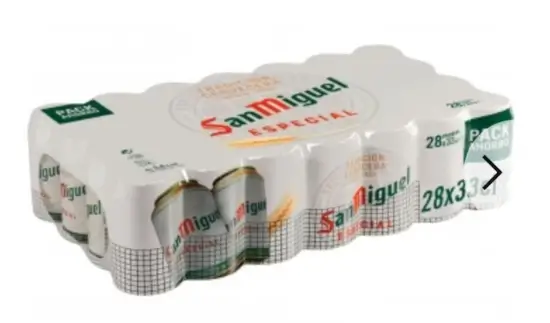 6 pack SAN MIGUEL de 28 latas por 0,20€ la unidad con código descuento Carrefour