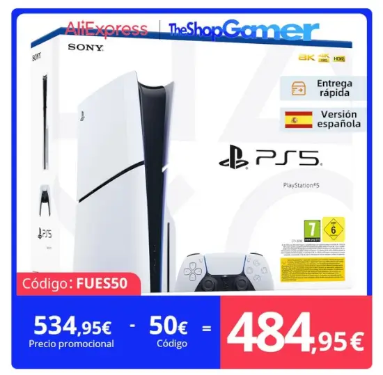 Oferta de Playstation 5 Slim con lector de disco en AliExpress por 431 €
