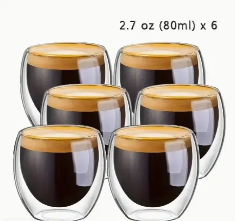 Descuento Temu: Set de 6 Tazas de Café Espresso de Vidrio Transparente con 33% Off