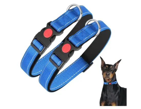 Oferta de Collar Perro, Collar Nylon Reflectante Suave Acolchado para Perros 2 Unidades por 9,99 € en Amazon