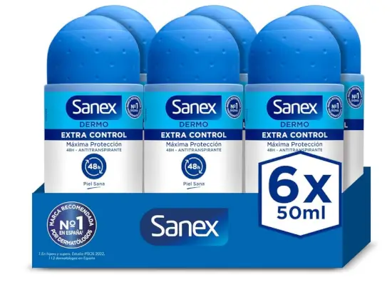 3 Packs en oferta de Sanex Dermo Extra Control Desodorante Roll-On, Pack 6 Uds x 50 ml por 20,52 € en Amazon