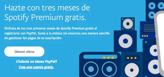 Consigue 3 meses gratis de Spotify Premium con PayPal