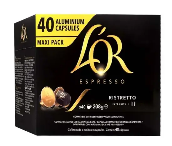 40 Cápsulas Ristretto L’OR Espresso Compatibles NESPRESSO en oferta en AliExpress por 9,90 €