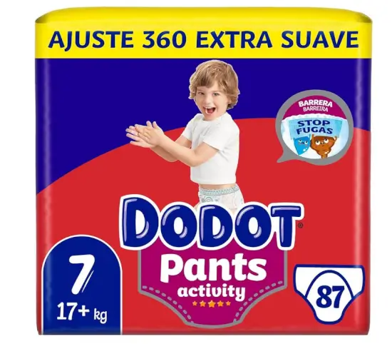 Oferta Dodot Activity Pants Pañal-Braguita Talla 7, 87 Pañales por 66,92 € en Amazon