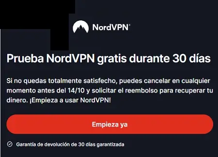 Prueba NordVPN sin costo durante 30 días