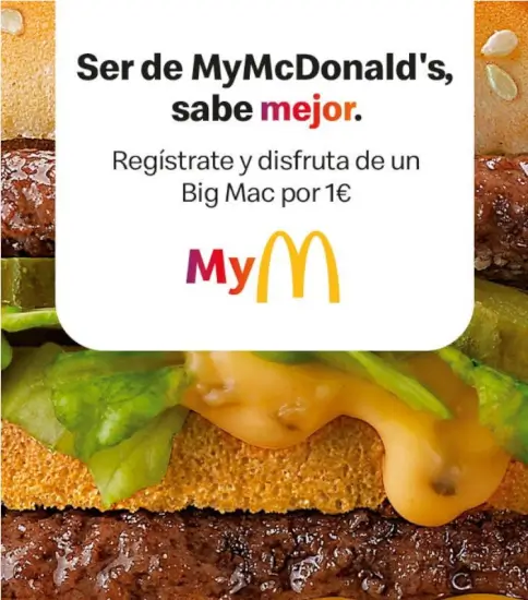 Regístrate en MyMcDonald's y obtén una Big Mac GRATIS